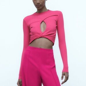 ZARA FUCHSIA CUT OUT CROP TOP